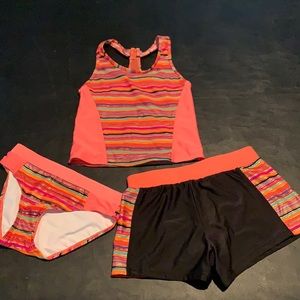 Joe Boxer 3 piece girls bathing suit Sz 8